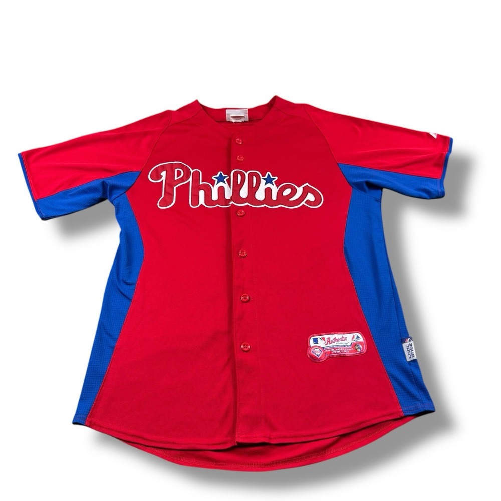 Majestic MLB Authentic Collection Philadelphia Phillies Coolbase Jersey Sz M EUC
